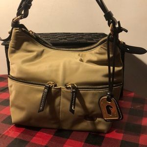 Dooney & Bourke Grayish Khaki Zippered Shoulder